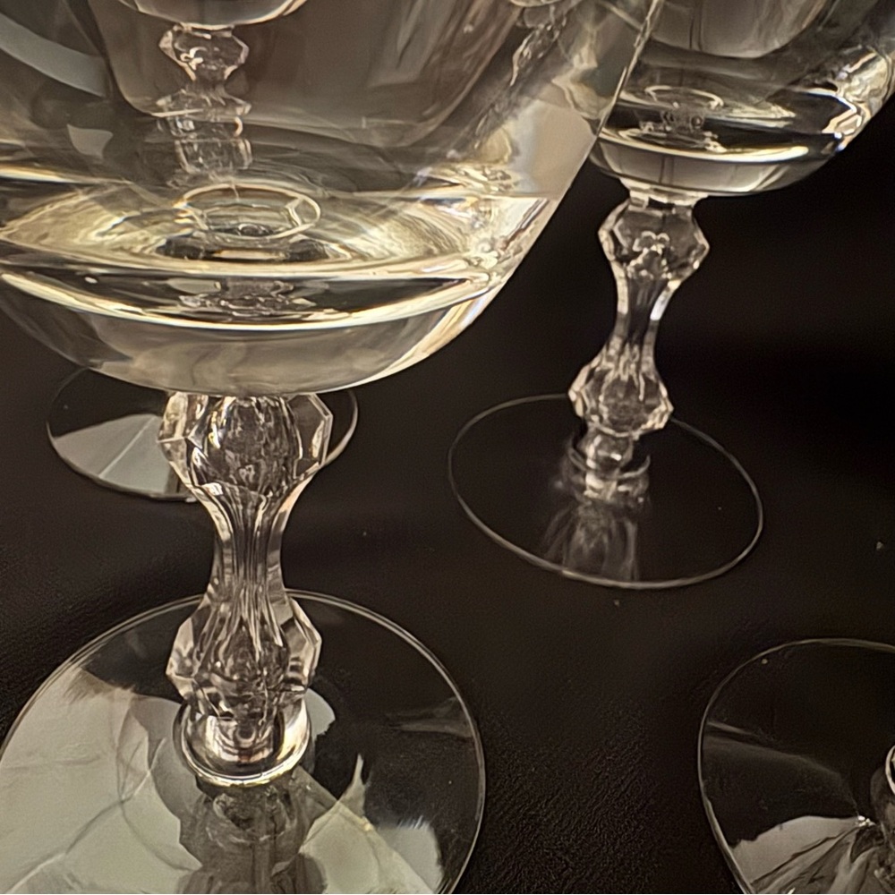 Tiffin Churchill Crystal Goblets Set of 4 Apple Core Stem Vintage - Picture 5 of 6